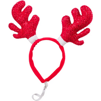 House of Paws Red Sparkle Antlers Headband