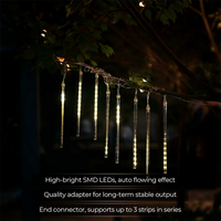 M.TK Vallende Regen LED-lichtslinger met 15 buizen, 720 LED's, waterdicht, sneeuwval-ijspegel kerstverlichting (warm wit)