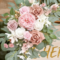 Wei's moment kleine bloemstukken voor trouwboog (verpakking van 2), kunstbloemen in oudroze voor decoraties van welkomstborden op bruiloften en boogbloemstuk voor huwelijksceremonie en receptie (oudroze en blosroze)