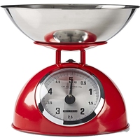 MELISSA Retro keukenweegschaal | Analoog | Metalen behuizing | Afneembare kom | Max. 5 kg | 25 gram stappen | Rood