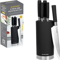 BLACKMOOR Orb Brushed Steel Knife Block - Black