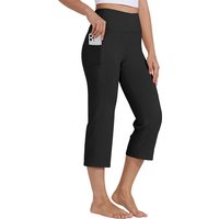 Willit dames yoga capris met hoge taille en straight leg, sportieve training, 21 inch, zwart, XXL