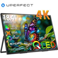 UPERFECT 18.4 Inch 4K QLED Portable Monitor with 3840 x 2160 UHD Display Integrated Mount USB C Mini HDMI for PC Laptop Mobile Phone XBO Switch PS4/5, Metal Body, Portable Screen VESA Mountable