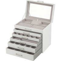 JOYFURNOS 6-Tier Large Jewellery Organiser case with Big Mirror, White