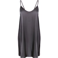 IZURIA round-neck dark grey silk-like suspender dress L
