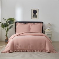 Meeallhome Dekbedset Vintage Ruffle Bedset 200×220cm / 80×80cm×2 Roze