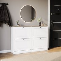 Vida Designs Shoe Cabinet Panelled 4 Doors White/Oak