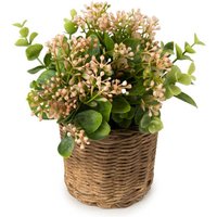 Candlelight Artificial Babysbreath & Eucalyptus in Wicker Basket 20.3cm