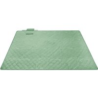 JOYFURNOS Picnic Blanket, 300 x 200 cm, with 4 Ground Pegs, Large Picnic Mat for Beach Park, Waterproof Layer, Machine Washable, Foldable, Leaf Pattern and Mint Green