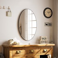 Melodieux Oval Wall Mirror 61x91cm Black Circle Hanging Wall Home Decorative Wall Mounted Vanity Mirror for Bathroom Living Room Hallway
