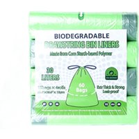 JORDAN&JUDY Biodegradable Drawstring Handle Garbage Bags, 30L, Suitable Living Room, Kitchen, Bathroom, 120 Counts, Green