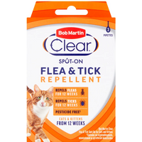 Bob Martin Clear Spot-On Flea & Tick Repellent Pipettes 3 x 0.9ml