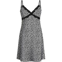 IZURIA black lace v-neck white leopard-print suspender dress L