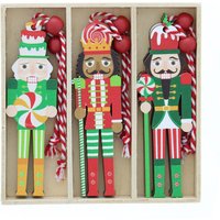 Festive Set Of 6 X 9Cm 3Asstd Hanging Nutcrackers In Box