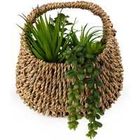 Candlelight Artificial Succulents in Woven Basket 20cm