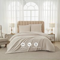 Meeallhome gewassen en geborsteld dekbedovertrekset 260x240cm / 65x65cm*2 beigegrijs