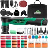 BATOCA S5 Mini accupolijstmachine, roterende/excentrische polijstmachine, autopolijstmachine set, met 2 12 V 2,0 Ah accu's, uitgerust met 25 mm/50 mm/75 mm polijstschijven, geschikt voor autodetailing en koplamppolijsten