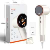 Uniorange H6 Plasma High Speed Hair Dryer (Lunar White), HD LCD Screen, 5 Smart Mode, 1600W Power & 1 Billion Plasma Ions, 110K RPM High-Speed Motor, Dries 5X Faster