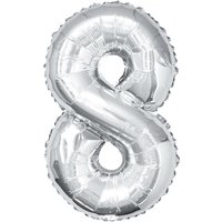 Unique Party Giant Number 8 Balloon, Silver, 86cm