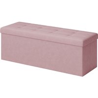 Ochama Storage Ottoman, Foldable Velvet Storage Bench, 2 Extra Storage Boxes, 38 x 110 x 38 cm, for Hallway, Living Room, Bedroom, Pink
