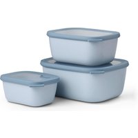 Mepal Cirqula Rechthoekige Multi Kom Set - 3 stuks, 750 mL + 1500 mL + 3000 mL, Noordse Blauw