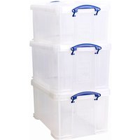 Really Useful Stackable Plastic Storage Box 48L Clear (Pack of 3)