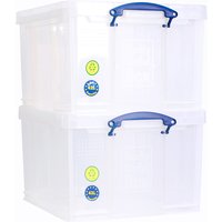 Really Useful Stackable Plastic Storage Box 42L Clear (Pack of 2)
