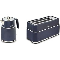 Morphy Richards Signature Matt Jug Kettle and 4-Slice Long Slot Toaster Bundle, 1.5L, Cordless,Variable Browning Control, Midnight Blue (Navy) - 100703, 245703