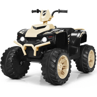 12 V elektrische kinderquad, met muziek en LED-verlichting, batterijgevoed, comfortabel zitje, afmetingen 104 x 67 x 74 cm, aardbeige