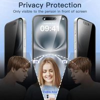 VoxorAI iPhone 16plus Screen Protector, Tempered Glass, 35° All-Around Privacy Film, Essential for Commuters, Automatic Adsorption and Instant Application