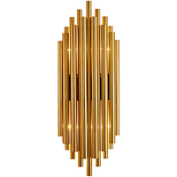 Homary Glam Fluted Gold Wall Sconce 2-Light Flush Mount Wall Lighting