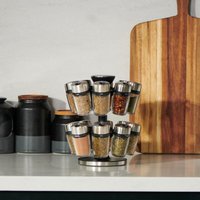 Cole & Mason Cambridge 16 Jar Spice Carousel with Premium Rotating Spice Rack, Filled Glass Spice and Herb Jars with Labels | Kitchen Storage | Spice Organiser