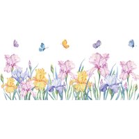 Floral wall stickers, peelable wallpaper murals, suitable for girls' bedrooms and living rooms,2 sets of purple flowers