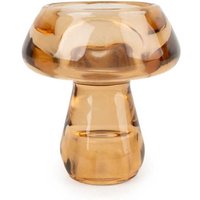 Candlelight Candle Holder Tealight Mushroom Glass Amber