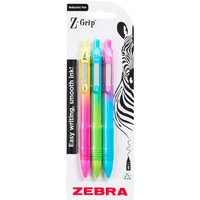Zebra Z-Grip Ballpoint Pen Soft Touch Pack of 3 - Black