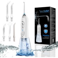 H2ofloss portable water flosser, 2500mAh battery, 140PSI, 5 nozzles, IPX7 waterproof, 5 modes, USB rechargeable, white
