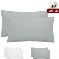 LeBonsoir Basics 50x75cm Pillowcases Set of 2, 100% Cotton, Soft and Breathable, Envelope Closure, Light Gray, Pillows Not Included