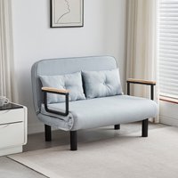 mcc direct 4 in 1 Folding Double Sofa Bed Convertible Lounge Sleeper Chair with Adjustable Backrest and 2 Tufted Cushions, Sleeper Recliner Armchair for Living Room, Bedroom, Guest Room (Light Grey)