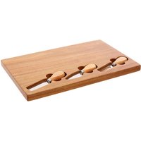Maison by Premier Acacia Wood Cheese Board with Three Knives, Durable Cheese Serving Board with Knife Storage, 37 x 23cm