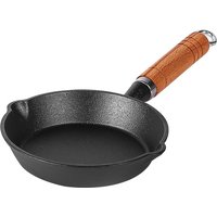 Maxcook Gietijzeren koekenpan, 10 cm kleine koekenpan met houten handvat, mini gietijzeren pan voor ei, spek, dagelijks koken in de keuken MCJ2051