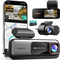 BOTSLAB 4K-dashcam met voor- en achtercamera’s, ultrabrede 4K+2K, ADAS, nachtzicht, 24/7 parkeerstand, Sony STARVIS-sensor, WDR, 5,8 GHz wifi, ingebouwde GPS, looprecording