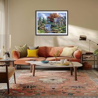 JU7CER 5D Diamond Painting Kit - Countryside Landscape Adult DIY Crystal Art | 12×16 Inches (30×40cm)