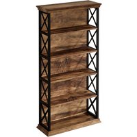 tribesigns 5-Tier Bookshelf, 180 cm Industrial-Style Bookshelf/Cabinet, Floorstanding 5-Tier Display & Storage Shelf, Tall Bookshelf for Home Office, Living Room, Bedroom, Brown & Black