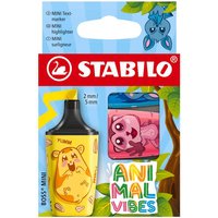 STABILO BOSS MINI Animal Vibes - Highlighter - Pack of 3 - Assorted Colours