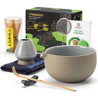 TEANAGOO Matcha Klopper, 7-delige Matcha Set, Matcha Kit voor Ceremonie, Matcha Theeset voor het maken van Ontbijt/Latte, Matcha Klopper Set en Kom (chawan) met Alle Accessoires, Cadeau voor Matcha Liefhebber, Nieuwjaarsuitverkoop, Top cadeau keuzes