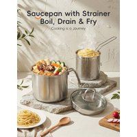 PURECOOK Stainless Steel Deep Fryer Series | 304 Stainless Steel | PURECOOK 2.8L Tall Saucepan with Fry Basket