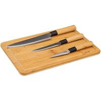 Black Bamboo Cutting Board + 3 Knives Se