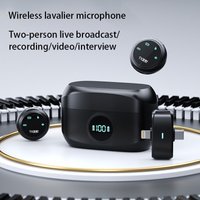 Verbex K31Pro-Black Dual Microphone Magnetic Wireless Button Clip-on Lavalier Microphone, Compatible with iOS and Type-C Interfaces
