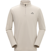 PELLIOT Men's Long Quick-Dry Pullover Half Zip Winter Sweatshirt with Stand-Up Collar, Outdoor for hiking and leisure Khaki XXL (Order one size up)
