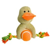 House of Paws Green Cord Duck Dog Toy with Tennis Ball and Rope